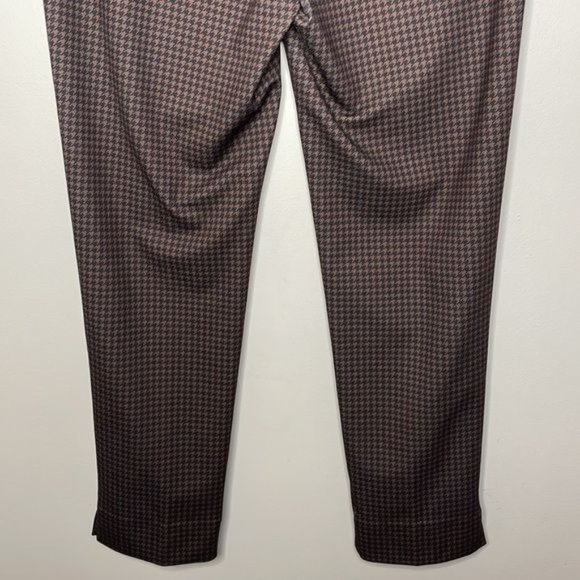 Zac & Rachel Size L Brown Black Houndstooth Pull On Stretch Comfy Dress Pants - Picture 9 of 9